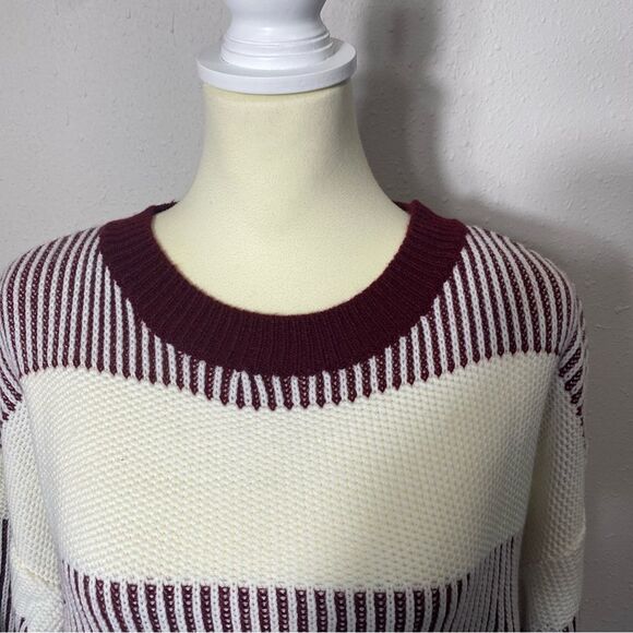 NWT Cupshe Striped Burgundy & White Knit Sweater Tunic / Dress Women's Size M - Picture 15 of 16